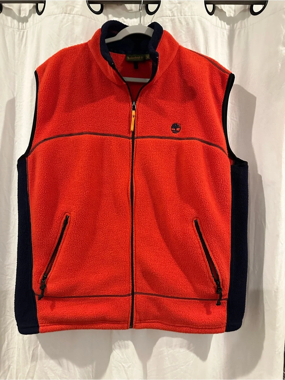 Timberland Red Fleece Vest with Navy Panels